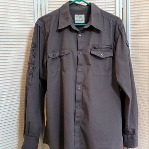 PD&C Grey Long Sleeve Button-up